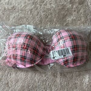 NEW Victoria's Secret Pink Super Push-Up Bra Plaid 40D